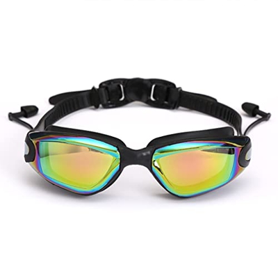 Jrechio Gafas de natación Profesionales de Gafas con Tapones for los oídos Clip de Nariz con electroplacas de Silicona Impermeable (Color: b) zhengqia