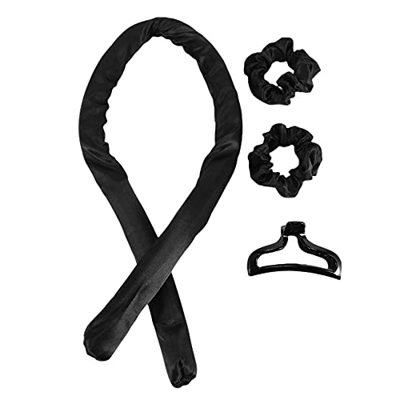 Lenere Rizador de pelo de goma sin calor con banda para rulos Pigro Set sin espiral de calor para el cabello, rizador de pelo negro