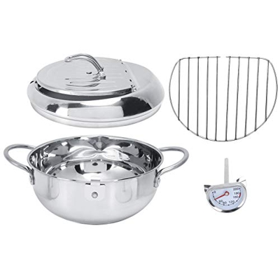 Freidora de Cocina, Olla Extraíble para Freír con Revestimiento Antiadherente con Termómetro para Freír Camarones para Patatas Fritas(Bandeja de Aceit