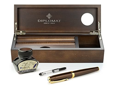 Diplomat Excellence A2 Marakesh - Juego de pluma estilográfica, pluma de acero inoxidable M, incluye cartucho de tinta, convertidor de tinta y bandeja