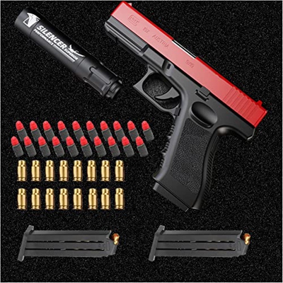 ZHEDALANG Shell Ejection Soft Bullet Toy Gun,Pistola de Juguete de Bala Suave con Cargador de Expulsión y Silenciador, Niños,Divertido Juego Al Aire L