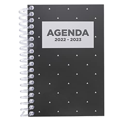 AGENDA ESCOLAR 2022-23 QUIJOTE PAPER WORLD - Día página (Viernes + Fin de semana), espiral flexible, tapa plástico, tamaño A6, para la escuela, instit características