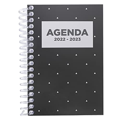 AGENDA ESCOLAR 2022-23 QUIJOTE PAPER WORLD - Día página (Viernes + Fin de semana), espiral flexible, tapa plástico, tamaño A6, para la escuela, instit