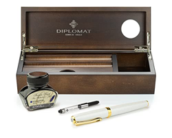 Diplomat Excellence A2 - Juego de plumas estilográficas (plumín de acero inoxidable, tinta en vaso de tinta, convertidor de tinta y bandeja para rotul en oferta