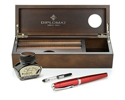 Diplomat Excellence A2 Skyline - Juego de plumas estilográficas (punta M, tinta en vaso de tinta, convertidor de tinta y bandeja para rotuladores de m características