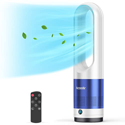 Ventilador de Torre, Ventilador de Pie sin Aspas Seguridad con Control Remoto, 8 Velocidades, Temporizador 8H, Oscilación 80°, Pantalla LED, Ventilado características