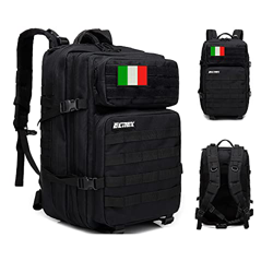 ELITEX Mochila 45L Táctica Militar Bandera Italia Impermeable Deportiva Aire Libre Bolsillos Gimnasio Portatil Oxford 900D (Negro) características