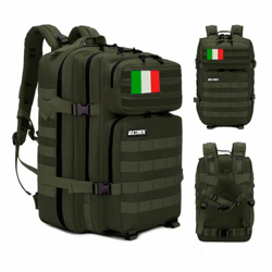 ELITEX Mochila 45L Táctica Militar Bandera Italia Impermeable Deportiva Aire Libre Bolsillos Gimnasio Portatil Oxford 900D (Verde) características