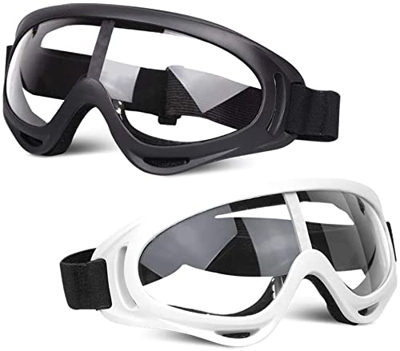 Paquete de 2 gafas de protección / gafas de seguridad / gafas de motocicleta con bandanas - Compatible con Nerf Game Battle para niños (negro y blanco