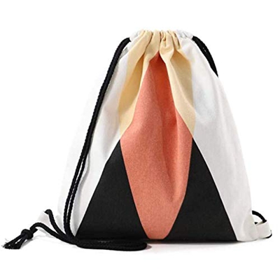 Nacnic Mochila de Asas con diseño (Ambos Lados). Hecha con Tejido Resistente de algodón. Bandolera con Cuerdas. Modelo geometrico Rojo Tierra para Gim