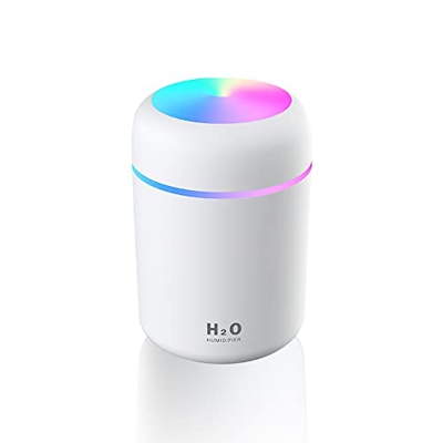 Humidificador - Mini Humidificador con Alimentación USB e inalámbrico - Difusor de aromas con función aromaterapia, silencioso - Función luz de noctur