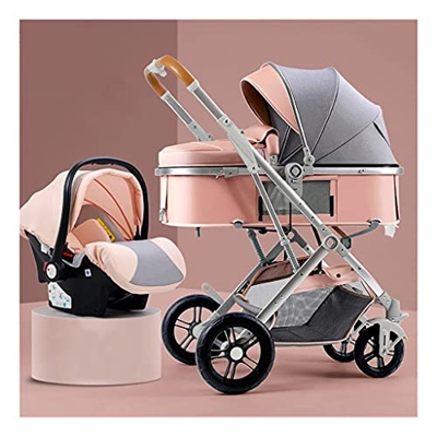 JIAX Cochecito de bebé Carruaje recién Nacido Infantil Reversible Bassinet a Lujo Sillón for niños pequeños for niña Muchacha High Landscape Anti-Shoc