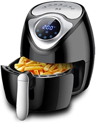 XiangWen Black Air Fryer 5.5L Temperatura Ajustable 1500W Temporizador de Control de Temperatura multifunción Bandeja Antiadherente extraíble Papas Fr