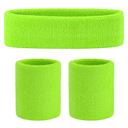 ONUPGO Juego de bandas para el sudor verde neón, cinta deportiva para la cabeza, muñequera a rayas, de rizo, para entrenamiento deportivo, baloncesto, características