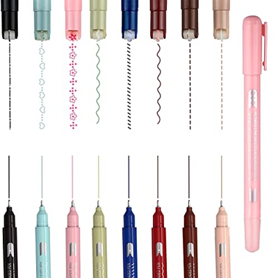MEETANG Juego de 8 rotuladores curvos de doble punta, con 6 formas curvas, para niños, rotuladores fineliner para Bullet Journal, álbum de fotos, nota