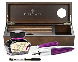 Diplomat Aero - Juego de pluma estilográfica (plumín de acero inoxidable, tinta de color a juego, convertidor de tinta y bandeja para rotuladores de m en oferta