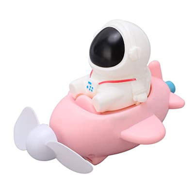 Shanrya Mini Ventilador de Reloj, Ventilador de Reloj con un botón de Inicio 3 en 1, Adorno de Astronauta de Silicona Suave con Carga USB para niños p