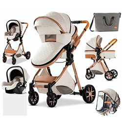 Sillas de paseo Cochecito de bebé 3 en 1 Triciclo Baby Walker Cochecito de alto paisaje Cochecitos plegables Carrito de bebé para bebé 0-36 meses (bla características