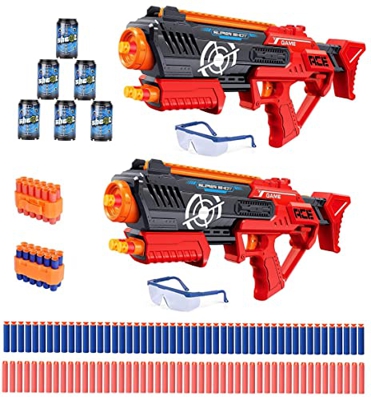Riviax Pistolas Juguete Dardos Espuma Niño/a +6 Años, 2 Fusiles Blaster Manuales Lanza Flechas, 100 Balas, 2 Gafas Seguridad, 2 Clips 6 Objetivo de Ti