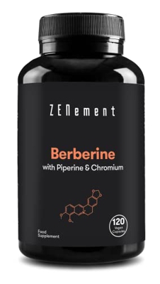 Zenement | Berberina, 500 mg, 120 Cápsulas | con Pimienta Negra y Cromo | El mejor extracto de Berberis aristata | Vegano, No GMO, Sin Gluten