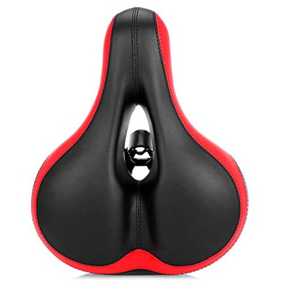 Generic Asiento de bicicleta cómodo con espuma de memoria absorbente y resistente al agua, luz para bicicleta infantil (rojo, talla única)