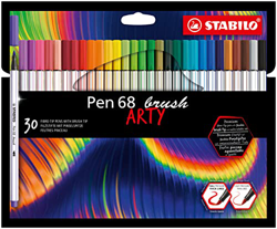 Rotulador punta de ppincel STABILO Pen 68 brush ARTY - Estuche con 30 colores en oferta