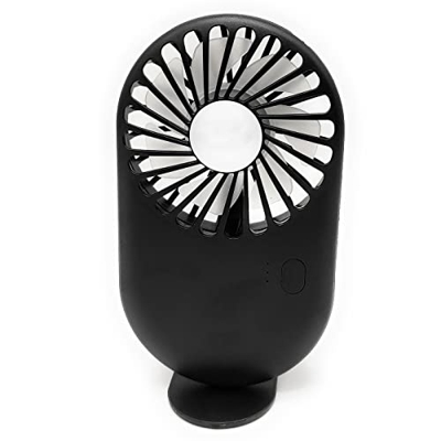 Acan Tradineur - Mini Ventilador portátil Recargable con Soporte, Ventilador de Mano, 3 velocidades, silencioso, diseño Compacto, 13,8 x 7,8 x 2,7 cm,