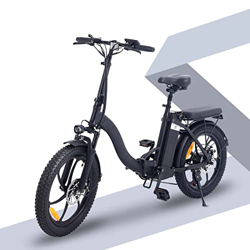 Bicicleta Electrica Plegable, Bicicleta Electrica Montaña 20" Fat Bike, Bici Electrica con 48V/10Ah Batería, Frenos de Disco Duales Y Horquilla de Cho en oferta