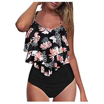 riou Conjuntos de Bikinis para Mujer Cruzadas Tops Halter Tirantes Ropa de Playa de Dos Piezas Elegante Adolescente Divididos Bañadores Ropa de Playa 