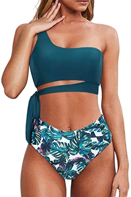 CheChury Conjuntos de Bikinis Mujer Cintura Alta Control de Barriga Push Up Brasileños Sexy Halter Bikini Traje de Baño Grande Bañadores Mujer Natacio