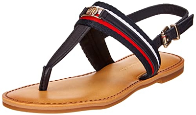 Tommy Hilfiger Corporate Webbing Flat Sandal, Sandalias Planas Mujer, Cielo del Desierto, 39 EU