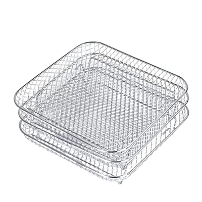 leryveo Estante de 3 Capas para freidora de Aire - Parrilla Antiadherente para Hornear brochetas de 3 Capas, Parrilla apilable para freidora de Aire |