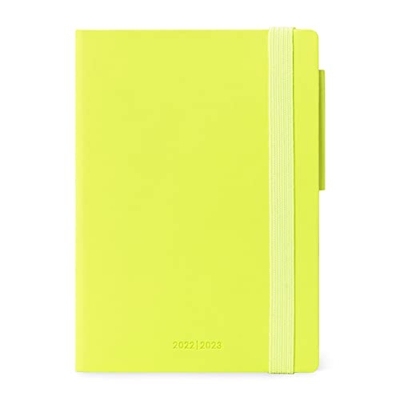 Legami - Agenda 18 meses semanal, pequeño, con portátil, 2022/2023, 9,5 x 13,5 cm, de papel certificado, tapa dura color verde lima, papel marfil de 8