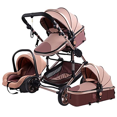 Sillas de paseo Cochecito de bebé 3 en 1 Triciclo Baby Walker Cochecito de alto paisaje Cochecitos plegables Carrito de bebé para bebé 0-36 meses (bei