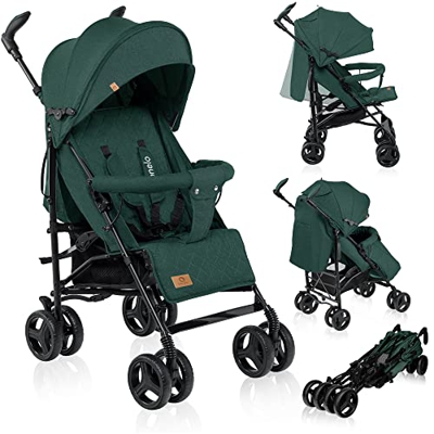 LIONELO Cochecito de bebé de Irma de hasta 15 kg, ligero y moderno, con función reclinable, plegable, ruedas grandes de 6 pulgadas, cesta grande, bols