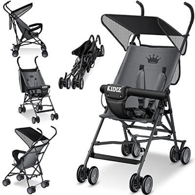 KIDIZ® Silla de paseo CITY Buggy, silla de paseo infantil plegable y reclinable, silla de paseo plegable 360°, ruedas de 4 pulgadas, Incl. capota pleg