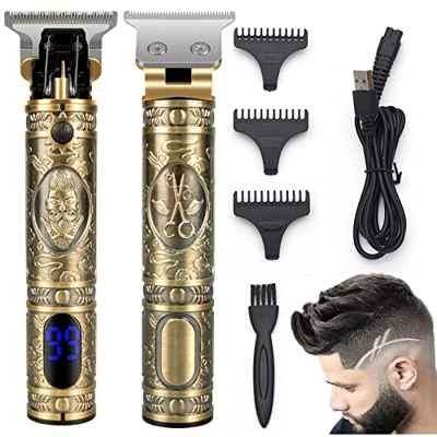 Cortapelos para hombres, cortadora de cuchillas en T profesional, cortapelos eléctrico inalámbrico con pantalla LCD, recortadora recargable corte suav