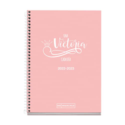 MIQUELRIUS - Agenda septiembre 2022 junio 2023 - Semana Vista - Tamaño Activa 11,7 x 17,4 cm - Bilingüe: español, inglés - School - Frase Rosa características