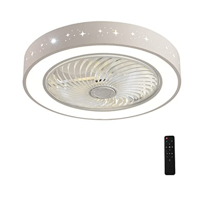 Control remoto Atenuación continua Luz de ventilador LED Dormitorio Restaurante Habitación infantil con guía Viento Techo silencioso Aspas ocultas de 