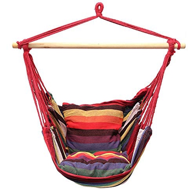 FMOPQ Hamaca Hamaca Colgante Silla Columpio Cama Camping Jardín Hogar 2 Almohadas Hamaca De Ocio Al Aire Libre (Color : Multicolor, Size : 110x110cm)