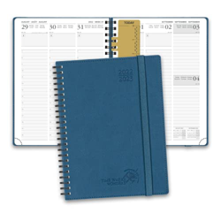 POPRUN Agenda académica 2022-2023 Vista de semana - 21.8 x 16.2 cm,Tapa Blanda de Cuero Vegano, Azul Marino en oferta