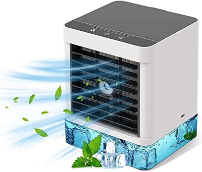 Teanyotink Mini aire acondicionado portátil, ventilador USB 3 en 1 para refrigeración, humidificación y purificación del aire, con 3 velocidades, bajo