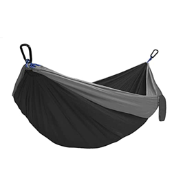 FMOPQ Hamaca al Aire Libre Hamaca para Acampar Hamaca Doble Individual Ligera para Senderismo Playa Jardín Hamacas y Tumbonas (Color : Black, Size : 2 en oferta