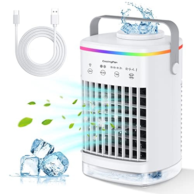 Aire Acondicionado Portatil, Enfriador De Aire Mejorado 2022 Con Molde De Hielo, Ventilador Para El Hogar Y La Oficina (blanco)