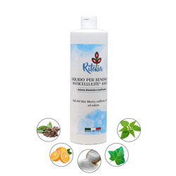 Ritalia® 500ml de liquido para VENDAS DRENANTES con sal del Mar Muerto y principios activos 100% VEGANOS - Anticelulítico reductor contra la celulitis características