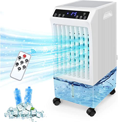 LANGTAOSHA Enfriador de Aire evaporativo, Acondicionado portátil 3 en 1 humidificador Purificador Iones Ventilador Negativo W, Modos, velocidades, Con precio