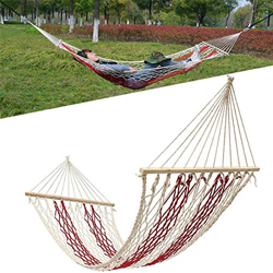 FMOPQ Hamaca Hamaca Cuerda de algodón Columpio Cama Colgante Jardín Patio Carga máxima 100 kg Hamaca de Ocio al Aire Libre (Color : Red, Size : 190x80 características
