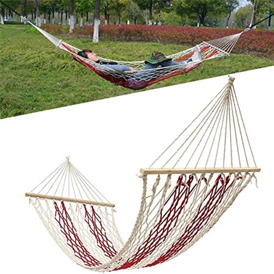 FMOPQ Hamaca Hamaca Cuerda de algodón Columpio Cama Colgante Jardín Patio Carga máxima 100 kg Hamaca de Ocio al Aire Libre (Color : Red, Size : 190x80