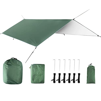Rayblow Tarp de Campamento Impermeable, Lona de mochilero de Tapa de Hamaca Liviana de Hamaca, 10x10.5 pies, Lata de mochilero compacta para Acampar, 