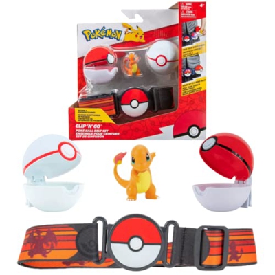 Pokemon Cinturon Set Charmander & Bolas Pokemon – Incluye 1x 5 cm Pokemon Figura 1x Cinturón & 2 x Pokeballs – Licencia Oficial Juguetes Pokemon